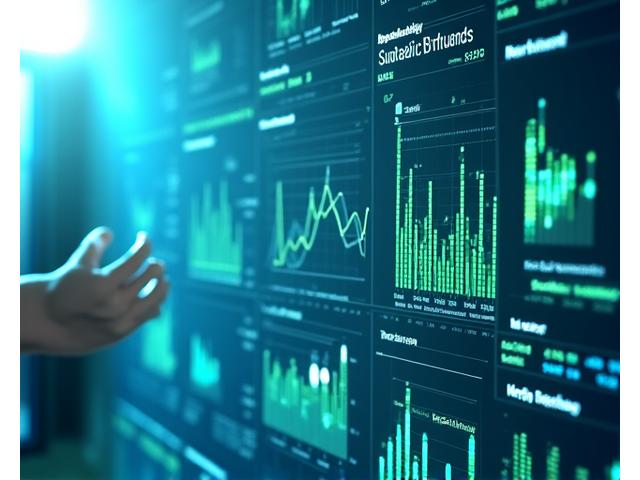 Digitāls ilgtspējības mērītāju panelis ar grafikiem un zaļiem indikatoriem, kas attēlo vides, sociālo un pārvaldības (ESG) rādītājus.